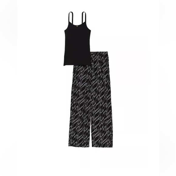 Victoria’s Secret cotton tank Tee Jama set sz XS reg script logo - Picture 2 of 7